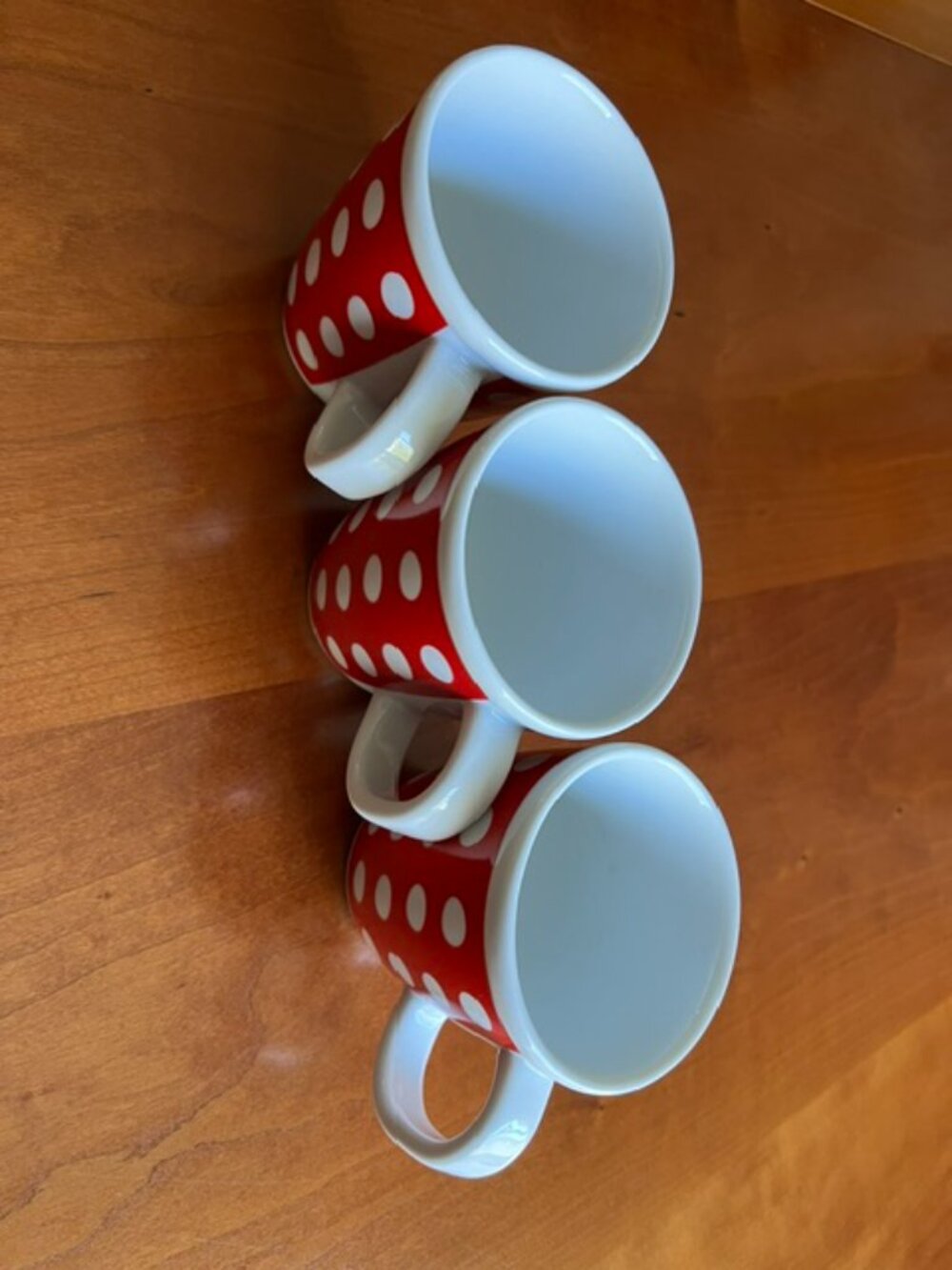 VTG Bodum Red & White Polka Dot Ceramic Coffee Tea Mug - Set of 3 - Picture 7 of 10